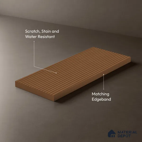 Wooden Look LM 02781 Teakasa 8 ft x 4 ft Louvers Finish Decorative Laminate - 1 mm | Suitable for TV Unit, Wardrobe, Kitchen Cabinets
