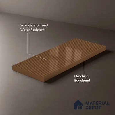 Wooden Look LM 02782 Teakasa 8 ft x 4 ft Louvers Finish Decorative Laminate - 1 mm | Suitable for TV Unit, Wardrobe, Kitchen Cabinets