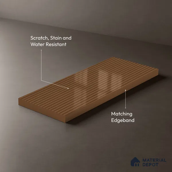 Wooden Look LM 02782 Teakasa 8 ft x 4 ft Louvers Finish Decorative Laminate - 1 mm | Suitable for TV Unit, Wardrobe, Kitchen Cabinets