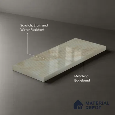 Beige Marble Look LM 02786 Volcano Marble 8 ft x 4 ft Glassious Flute Finish Decorative Laminate - 1 mm | Suitable for TV Unit, Wardrobe, Kitchen Cabinets