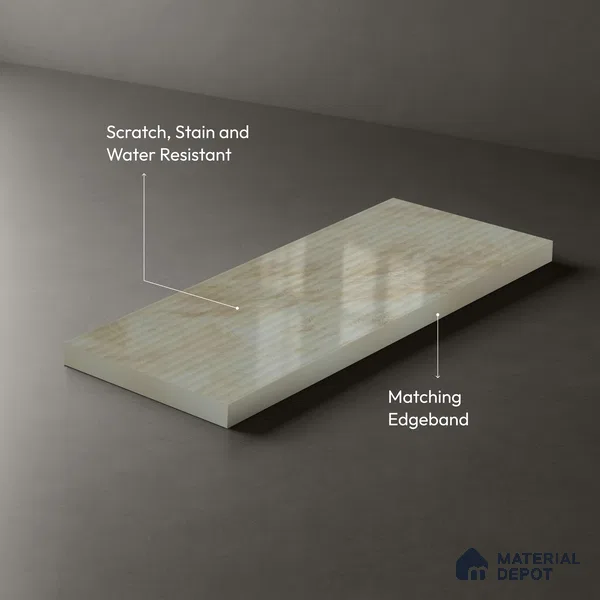 Beige Marble Look LM 02786 Volcano Marble 8 ft x 4 ft Glassious Flute Finish Decorative Laminate - 1 mm | Suitable for TV Unit, Wardrobe, Kitchen Cabinets