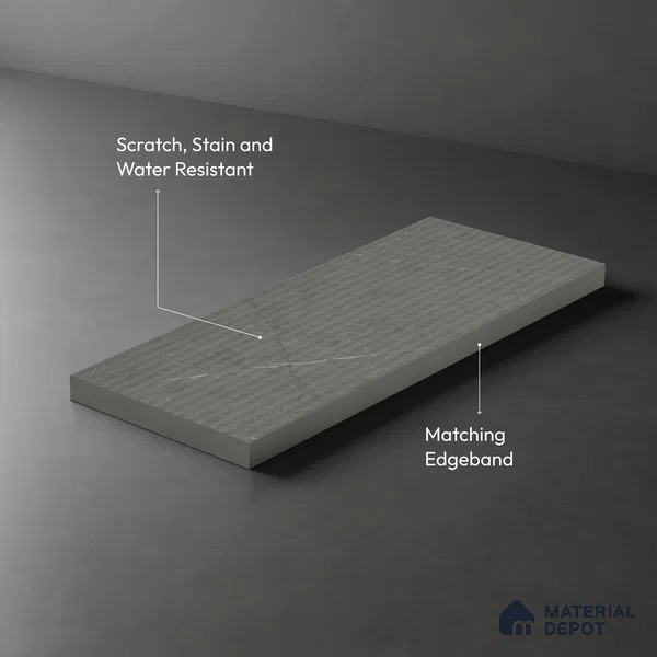 Grey Marble Look LM 02790 Cementro Dark 8 ft x 4 ft Flute Finish Decorative Laminate - 1 mm | Suitable for TV Unit, Wardrobe, Kitchen Cabinets