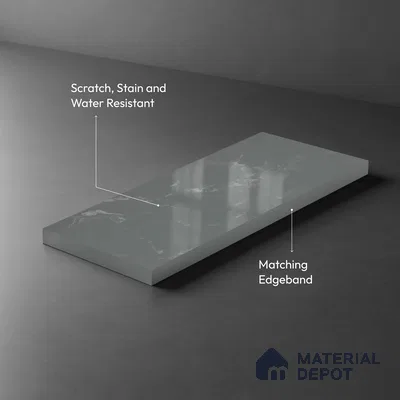 Grey Marble Look LM 02797 Grey Panda Marble 8 ft x 4 ft Mirror Glossy Finish Decorative Laminate - 1 mm | Suitable for TV Unit, Wardrobe, Kitchen Cabinets