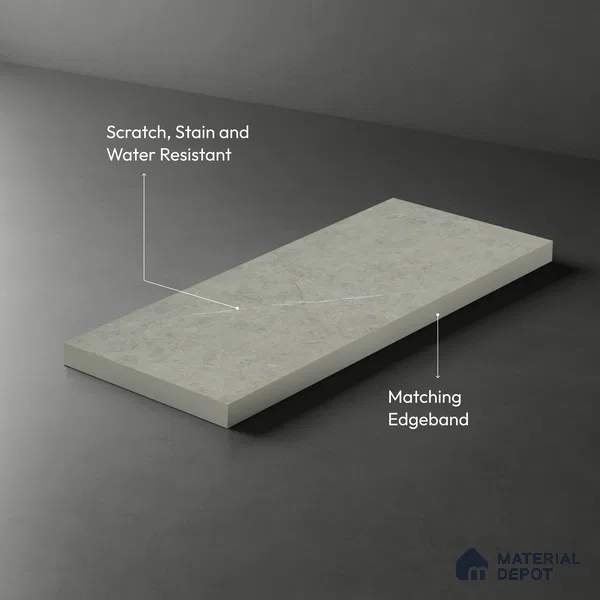 Grey Marble Look LM 02802 Cementro Light 8 ft x 4 ft Zero Soft Matt Finish Decorative Laminate - 1 mm | Suitable for TV Unit, Wardrobe, Kitchen Cabinets
