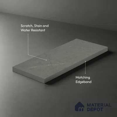 Grey Marble Look LM 02803 Cementro Dark 8 ft x 4 ft Zero Soft Matt Finish Decorative Laminate - 1 mm | Suitable for TV Unit, Wardrobe, Kitchen Cabinets