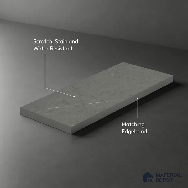 Grey Marble Look LM 02803 Cementro Dark 8 ft x 4 ft Zero Soft Matt Finish Decorative Laminate - 1 mm | Suitable for TV Unit, Wardrobe, Kitchen Cabinets