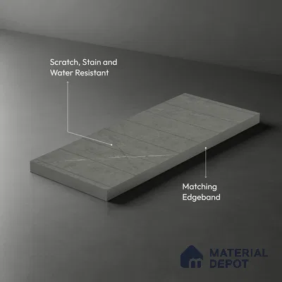 Grey Marble Look LM 02809 Cementro Dark 8 ft x 4 ft Thermal Stone Edge Finish Decorative Laminate - 1 mm | Suitable for TV Unit, Wardrobe, Kitchen Cabinets