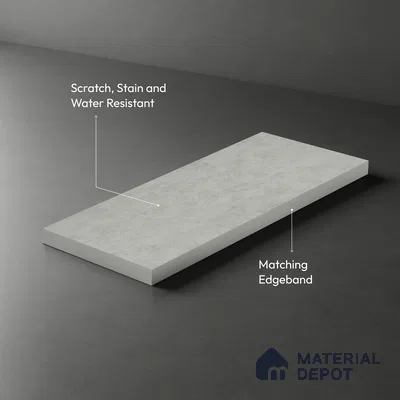 Grey Marble Look LM 02812 Tuffalo Light 8 ft x 4 ft Natural Thermal Stone Finish Decorative Laminate - 1 mm | Suitable for TV Unit, Wardrobe, Kitchen Cabinets