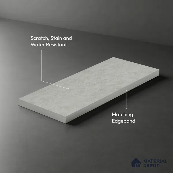 Grey Marble Look LM 02812 Tuffalo Light 8 ft x 4 ft Natural Thermal Stone Finish Decorative Laminate - 1 mm | Suitable for TV Unit, Wardrobe, Kitchen Cabinets