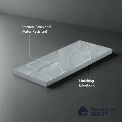 Grey Marble Look LM 02817 Tundra Light 8 ft x 4 ft River Pebble Stone Finish Decorative Laminate - 1 mm | Suitable for TV Unit, Wardrobe, Kitchen Cabinets