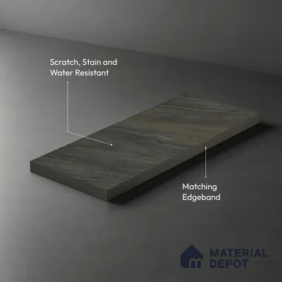 Grey Marble Look LM 02818 Darkened Rock 8 ft x 4 ft Fine Sand Stone Finish Decorative Laminate - 1 mm | Suitable for TV Unit, Wardrobe, Kitchen Cabinets