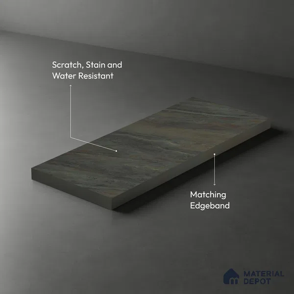 Grey Marble Look LM 02818 Darkened Rock 8 ft x 4 ft Fine Sand Stone Finish Decorative Laminate - 1 mm | Suitable for TV Unit, Wardrobe, Kitchen Cabinets