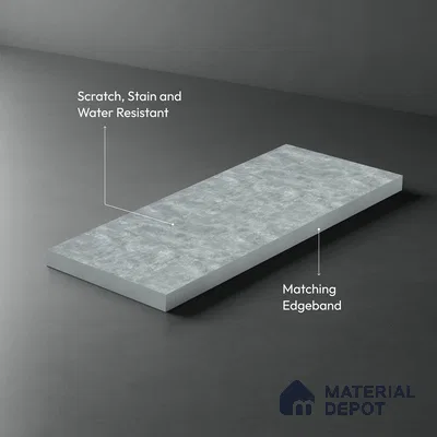 Grey Marble Look LM 02821 Sure Gravel 8 ft x 4 ft Fine Sand Stone Finish Decorative Laminate - 1 mm | Suitable for TV Unit, Wardrobe, Kitchen Cabinets