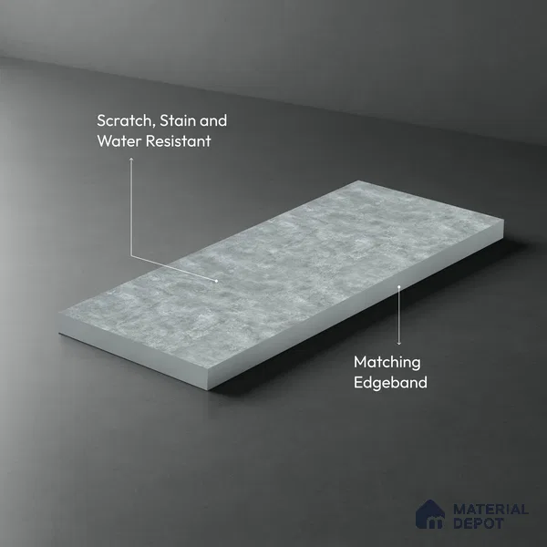 Grey Marble Look LM 02821 Sure Gravel 8 ft x 4 ft Fine Sand Stone Finish Decorative Laminate - 1 mm | Suitable for TV Unit, Wardrobe, Kitchen Cabinets