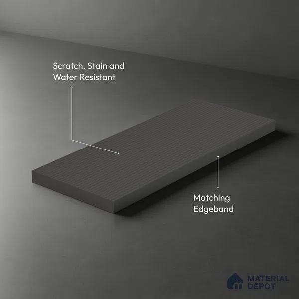 Dark Charcoal Grey Fluted Solid Color Look LM 02844 Dark 8 ft x 4 ft Bamboo Channel Finish Decorative Laminate - 1 mm | Suitable for TV Unit, Wardrobe, Kitchen Cabinets