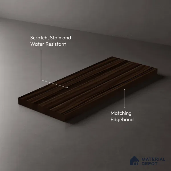 Wooden Look LM 02914 Smoke Walnut 8 ft x 4 ft Impress Grain Finish Decorative Laminate - 1 mm | Suitable for TV Unit, Wardrobe, Kitchen Cabinets