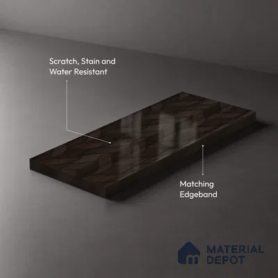 Brown Marble Look LM 02924 Smoke Walnut 8 ft x 4 ft Leaf Art Finish Decorative Laminate - 1 mm | Suitable for TV Unit, Wardrobe, Kitchen Cabinets