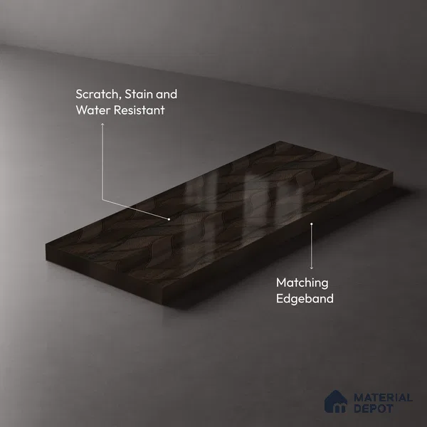 Brown Marble Look LM 02924 Smoke Walnut 8 ft x 4 ft Leaf Art Finish Decorative Laminate - 1 mm | Suitable for TV Unit, Wardrobe, Kitchen Cabinets