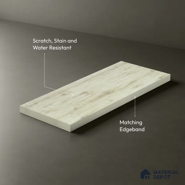 Beige Marble Look LM 02931 Cuneo Oak Light 8 ft x 4 ft Rough Veneer Finish Decorative Laminate - 1 mm | Suitable for TV Unit, Wardrobe, Kitchen Cabinets