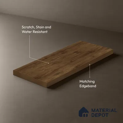 Wooden Look LM 02933 Cuneo Oak Cherry 8 ft x 4 ft Rough Veneer Finish Decorative Laminate - 1 mm | Suitable for TV Unit, Wardrobe, Kitchen Cabinets
