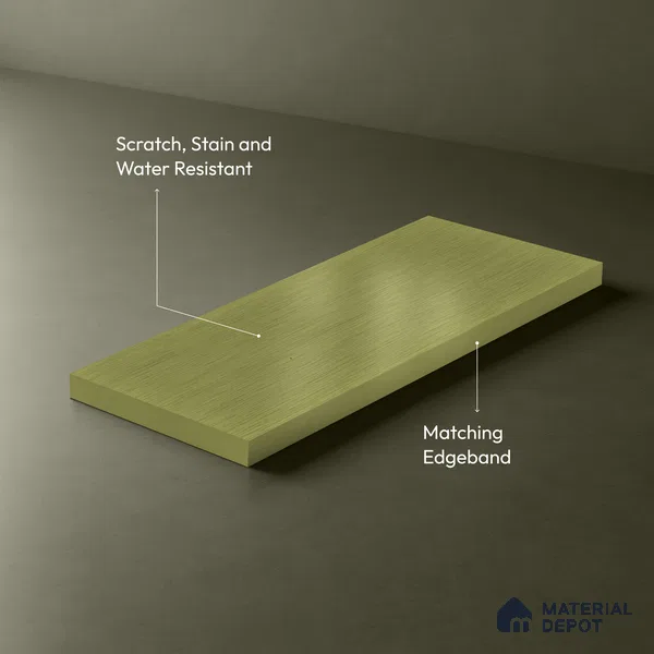 Green Metallic Look LM 02946 Glden 8 ft x 4 ft Foil Finish Decorative Laminate - 1 mm | Suitable for TV Unit, Wardrobe, Kitchen Cabinets