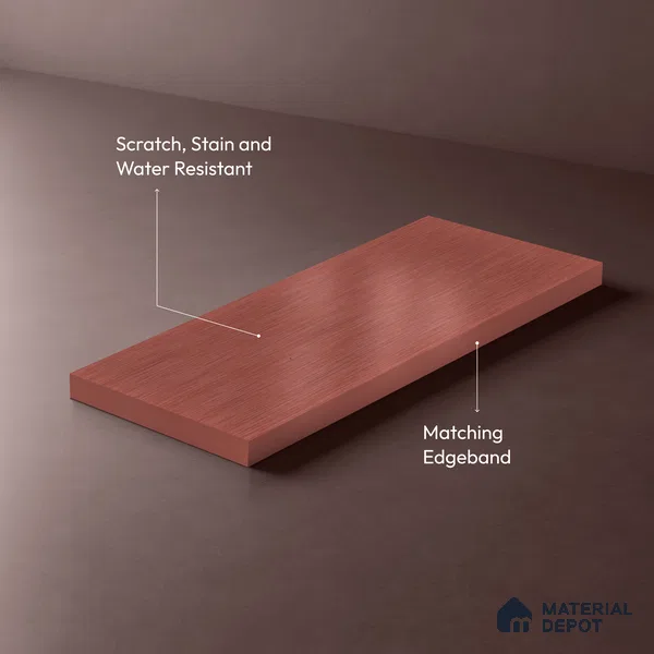 Red Metallic Look LM 02947 Red 8 ft x 4 ft Foil Finish Decorative Laminate - 1 mm | Suitable for TV Unit, Wardrobe, Kitchen Cabinets