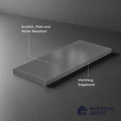 Grey Metallic Look LM 02948 Silver 8 ft x 4 ft Foil Finish Decorative Laminate - 1 mm | Suitable for TV Unit, Wardrobe, Kitchen Cabinets