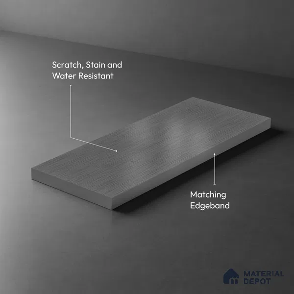 Grey Metallic Look LM 02948 Silver 8 ft x 4 ft Foil Finish Decorative Laminate - 1 mm | Suitable for TV Unit, Wardrobe, Kitchen Cabinets