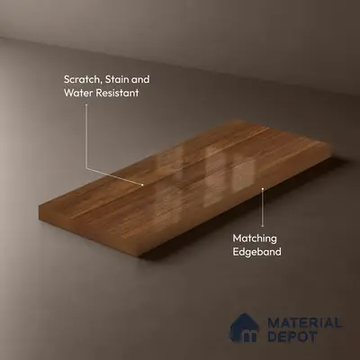 Wooden Look LM 02949 Balsa Red 8 ft x 4 ft High Gloss Finish Decorative Laminate - 1 mm | Suitable for TV Unit, Wardrobe, Kitchen Cabinets