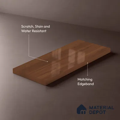 Wooden Look LM 02956 Cinnamon 8 ft x 4 ft High Gloss Finish Decorative Laminate - 1 mm | Suitable for TV Unit, Wardrobe, Kitchen Cabinets