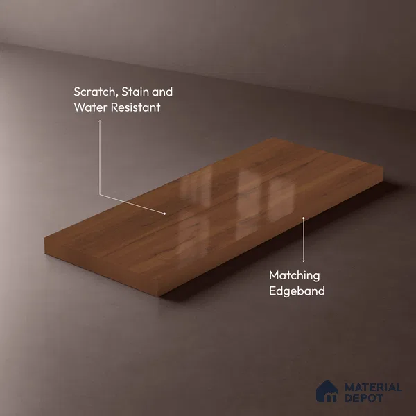 Wooden Look LM 02956 Cinnamon 8 ft x 4 ft High Gloss Finish Decorative Laminate - 1 mm | Suitable for TV Unit, Wardrobe, Kitchen Cabinets