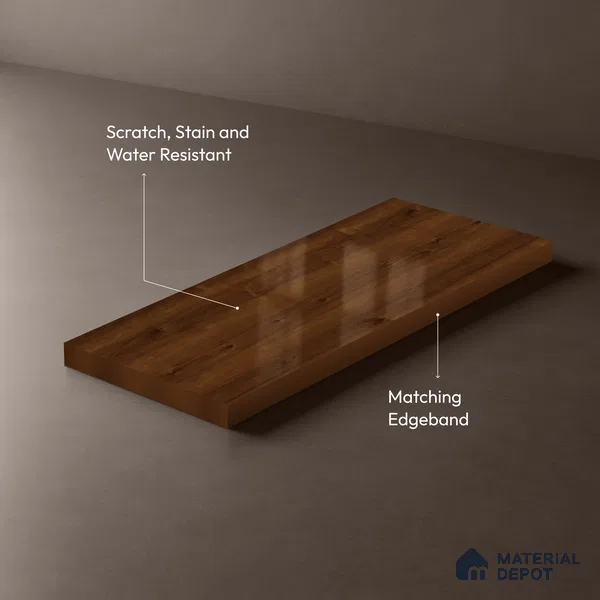 Wooden Look LM 02958 Rusted Maple 8 ft x 4 ft High Gloss Finish Decorative Laminate - 1 mm | Suitable for TV Unit, Wardrobe, Kitchen Cabinets