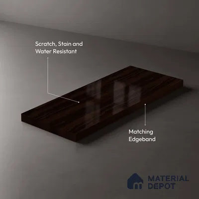 Wooden Look LM 02960 Fume Walnut 8 ft x 4 ft High Gloss Finish Decorative Laminate - 1 mm | Suitable for TV Unit, Wardrobe, Kitchen Cabinets