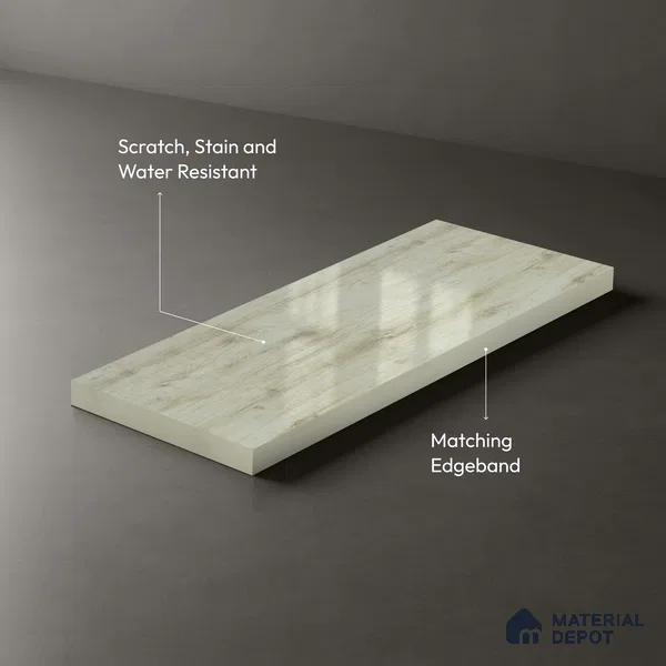 Wooden Look LM 02965 Cuned Oak Light 8 ft x 4 ft High Gloss Finish Decorative Laminate - 1 mm | Suitable for TV Unit, Wardrobe, Kitchen Cabinets