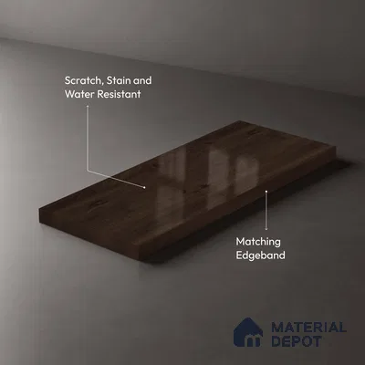 Wooden Look LM 02973 Choco Sahara 8 ft x 4 ft High Gloss Finish Decorative Laminate - 1 mm | Suitable for TV Unit, Wardrobe, Kitchen Cabinets