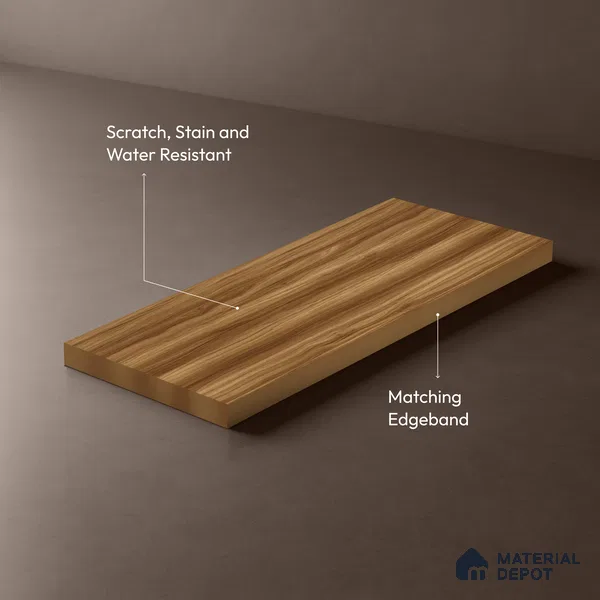 Wooden Look LM 03004 Santana Gold 8 ft x 4 ft Suede Finish Decorative Laminate - 1 mm | Suitable for TV Unit, Wardrobe, Kitchen Cabinets