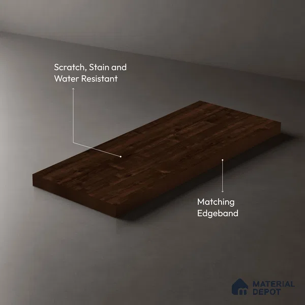 Wooden Look LM 03008 Sevilledark Wooden 8 ft x 4 ft Suede Finish Decorative Laminate - 1 mm | Suitable for TV Unit, Wardrobe, Kitchen Cabinets
