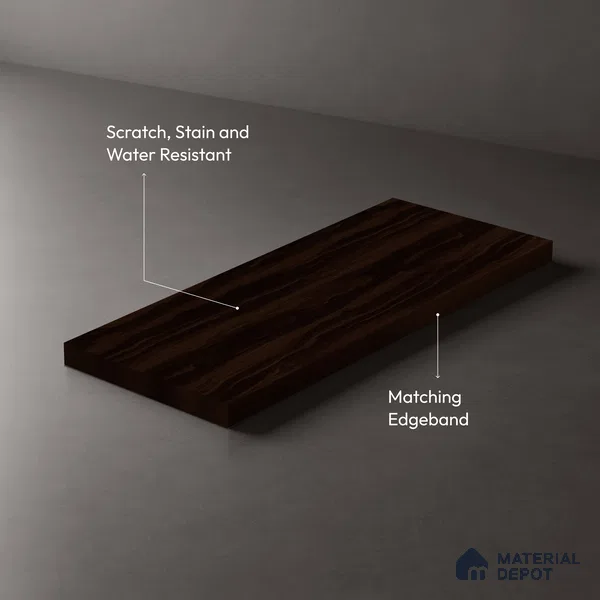 Wooden Look LM 03011 Fume Walnut 8 ft x 4 ft Suede Finish Decorative Laminate - 1 mm | Suitable for TV Unit, Wardrobe, Kitchen Cabinets