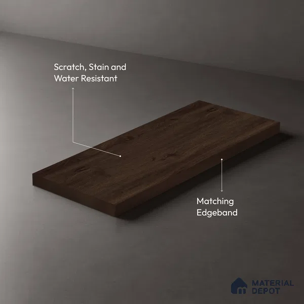 Wooden Look LM 03012 Choco Sahara 8 ft x 4 ft Suede Finish Decorative Laminate - 1 mm | Suitable for TV Unit, Wardrobe, Kitchen Cabinets