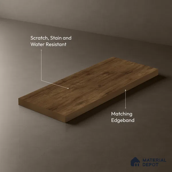 Wooden Look LM 03016 Cuneo Oak Cherry 8 ft x 4 ft Suede Finish Decorative Laminate - 1 mm | Suitable for TV Unit, Wardrobe, Kitchen Cabinets