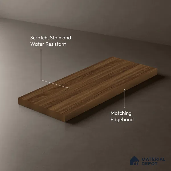 Wooden Look LM 03018 Manchurian Walnut 8 ft x 4 ft Suede Finish Decorative Laminate - 1 mm | Suitable for TV Unit, Wardrobe, Kitchen Cabinets
