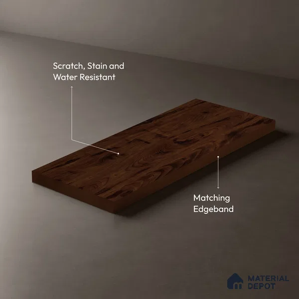 Wooden Look LM 03020 Tongda Walnut 8 ft x 4 ft Suede Finish Decorative Laminate - 1 mm | Suitable for TV Unit, Wardrobe, Kitchen Cabinets