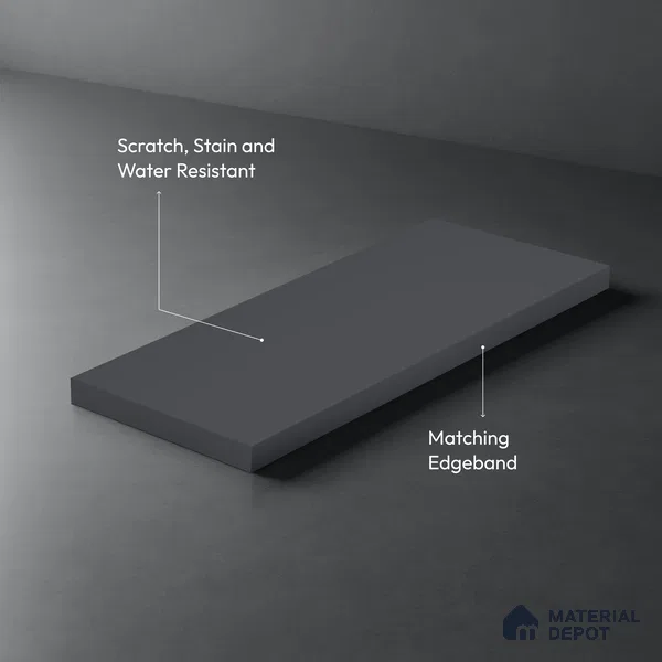 Steel Grey Solid Colors Look LM 03024 Steel 8 ft x 4 ft Zero Soft Matt Finish Decorative Laminate - 1 mm | Suitable for Living Room, Kitchen, Office
