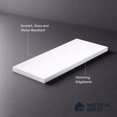 Beige Solid Colors Look LM 03030 Frosty White 8 ft x 4 ft Extra Glossy Finish Decorative Laminate - 1 mm | Suitable for Living Room, Kitchen, Office