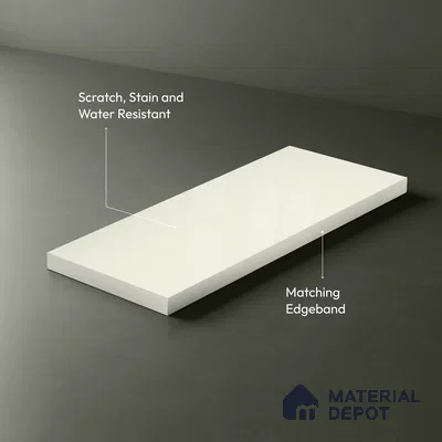 Beige Solid Colors Look LM 03031 Egg White 8 ft x 4 ft Extra Glossy Finish Decorative Laminate - 1 mm | Suitable for Living Room, Kitchen, Office