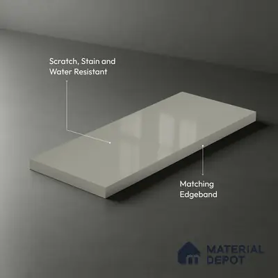 Grey Solid Colors Look LM 03032 Light Grey 8 ft x 4 ft Extra Glossy Finish Decorative Laminate - 1 mm | Suitable for Living Room, Kitchen, Office