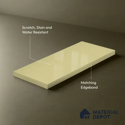 Creamy Beige Solid Colors Look LM 03034 Creama 8 ft x 4 ft Extra Glossy Finish Decorative Laminate - 1 mm | Suitable for Living Room, Kitchen, Office