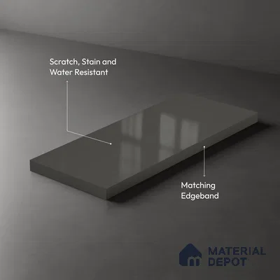 Grey Solid Colors Look LM 03035 Dark Grey 8 ft x 4 ft Extra Glossy Finish Decorative Laminate - 1 mm | Suitable for Living Room, Kitchen, Office