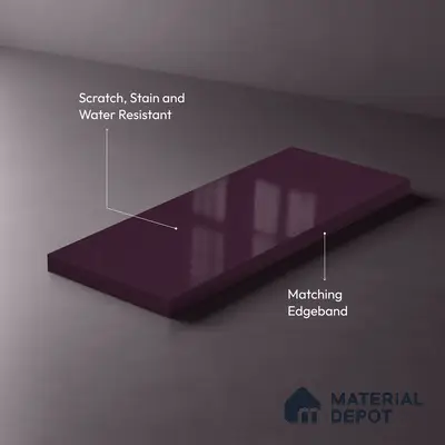 Purple Solid Colors Look LM 03038 Metallic Dark Purple 8 ft x 4 ft Metallic Glossy Finish Decorative Laminate - 1 mm | Suitable for Living Room, Kitchen, Office