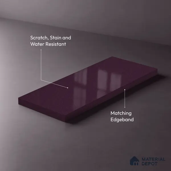 Purple Solid Colors Look LM 03038 Metallic Dark Purple 8 ft x 4 ft Metallic Glossy Finish Decorative Laminate - 1 mm | Suitable for Living Room, Kitchen, Office